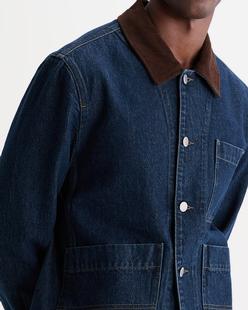 Wax London Healey - Dark Blue Denim Chore Jacket Alternate View